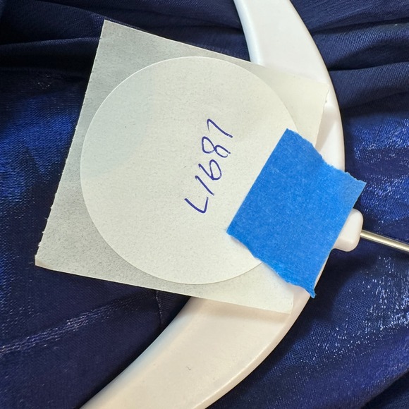 Night Way Womens Romantic Evening Gown Size 12 Navy Cowl Neck Flowy Chiffon - Picture 9 of 9